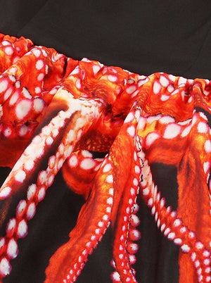 V-neck Sleeveless Unique 3D Digital Octopus Tentacle Print Dress