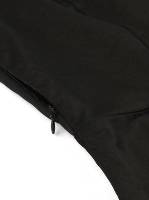 Black Sleeveless White Buttons High Waist Tea Length  Semi Formal  Casual Dress for Women Detail View