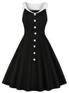 Vintage Style Retro V-Neck Buttons Cocktail Party Swing Dress Main View