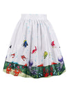 Colorful Vintage Floral Printed Full Circle Flare Style Going Out Shopping Skirt for Women Detail View