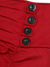 Red Steampunk Decor Button Sexy Irregular Asymmetrical Victorian Cosplay Costume Skirt for Women Detail View