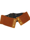 Brown Metal Buckle Leather High Waist Beaded Extra Wide Leather Belt For Women Detail View