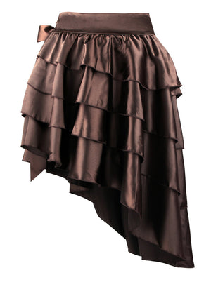 Two Double Layer Retro Satin Swing Skirt For Women Detail View Back View