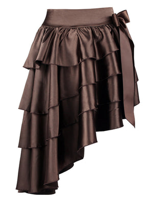 High-low Steampunk Satin Layered Skirt for Dance Party Main View
