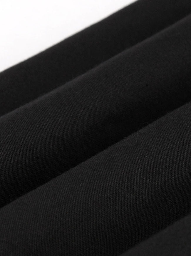 Black Junior Cotton Sexy V-Neck Short Sleeve A-Line Knee Length Wear to Work Formal Dress for Women Detail View