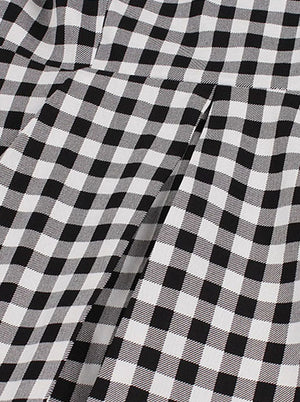Black White Plaid Summer Pin Up with Sleeves Wedding Guest for Women Detail View