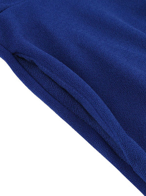 1950 Style Fit Flared Cotton Casual Royal Blue Cocktail Dress Detail View