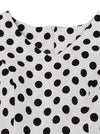Audrey Hepburn Sleeveless Polka Dot A-Line Summer Holiday Mini Dress for Women Detail View