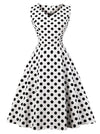 Casual 1950's Vintage Polka Dot Holiday Cocktail Party Dress Main View