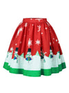 Christmas Santa Pleated Flared Short Midi Swing Skater Skirt Main View