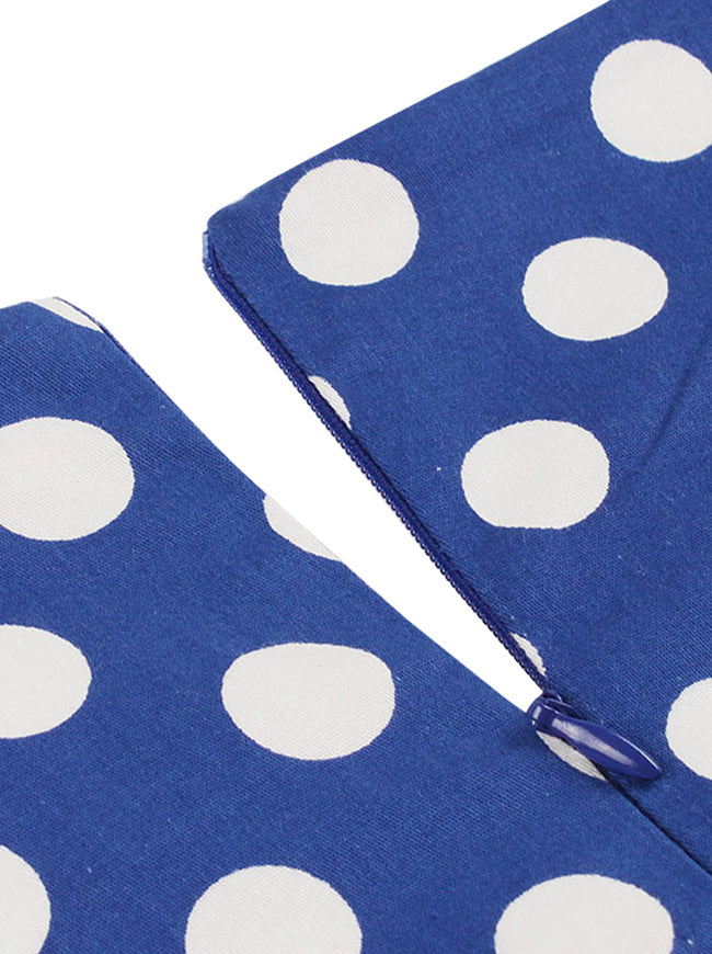Classic Pattern Sexy V Neck Pin Up Knee Length Cocktail Dress for Women Blue Black Detail View