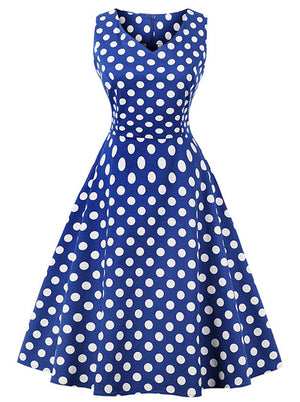 Casual 1950's Vintage Polka Dot Holiday Cocktail Party Dress Main View