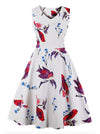 Casual 1950's Vintage Floral Print Holiday Cocktail Party Dress Main View