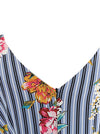 Vintage V-Back Backless Sleeveless 50s Garden Picnic Casual Dress for Women Detail View