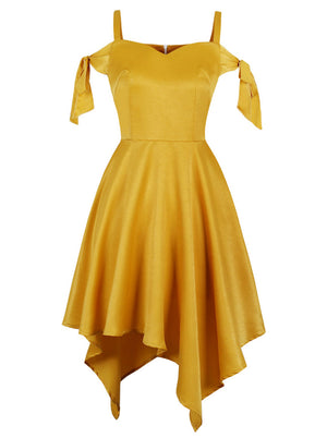 Fashion Elegant Off-Shoulder Asymmetrical Swing Party Dress