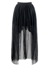 Vintage Asymmetry Tulle High Low Maxi High Waisted Organza Bridesmaid Black Skirt Main View