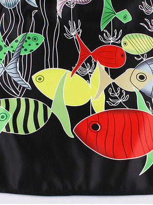 Colorful Vintage Retro Primitive Society Pattern A-Line Swing Casual Dress for Women Detail View