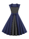 Sexy Polka Dot Patchwork Rockabilly Business Casual A-Line Dress