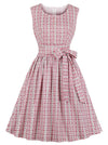 Vintage 50s Rockabilly Floral Sleeveless Swing Tea Dress with Pocket