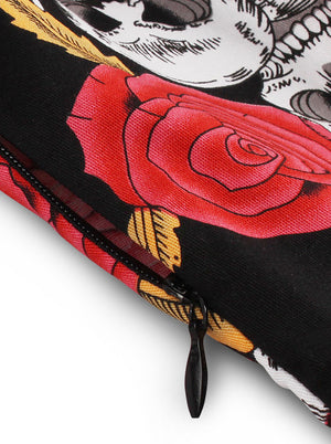 Sleeveless Halloween Skull Rose Print Party Dress