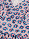 Spring Summer Holiday Cross Wrap V-Neck A-line High Waist Casual Midi Dress Detail View