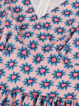 Spring Summer Holiday Cross Wrap V-Neck A-line High Waist Casual Midi Dress Detail View