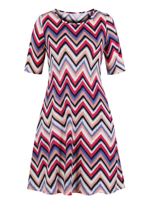 Fashion Spring Summer Casual T Shirt Short Sleeve Swing Dress Detail View