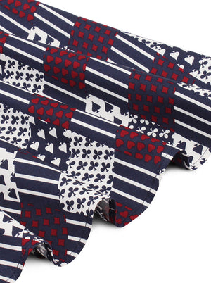 Elegant Red Short Sleeve Slimming Fitting Business Casual Lattice Print dress for Women Detail View