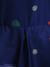 Navy Blue 1950's Vintage Style Flowers Printed Tea Length Evening Dating Midi Dress for Women Detail View