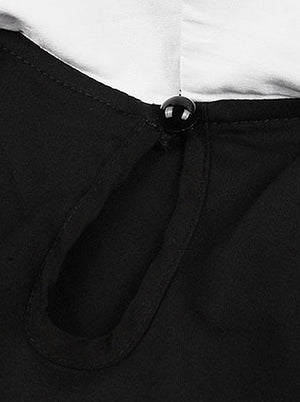 Classic High Waist Short Sleeve KeyHole A-Line Evening Club Midi Dress for Women Detail View