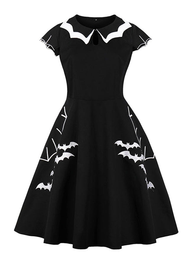Vintage Retro 1950s Short Sleeve Halloween Swing Dress Main View