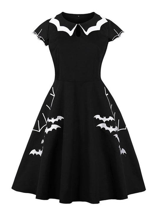 Vintage Retro 1950s Short Sleeve Halloween Swing Dress Main View