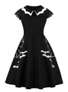 Vintage Retro 1950s Short Sleeve Halloween Swing Dress Main View
