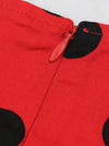 Business Casual Red Polka Dot Retro Belted Date A-Line Tea Length Dress for Women Detail View