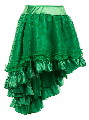Sexy Steampunk Dance Costume Vintage Halloween Costume Multi Layered Skirt Green Back View