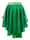Women's Vintage Gothic Victorian Medieval Steampunk Costume Green Leaf Print High Low Skater Skirt Detail View