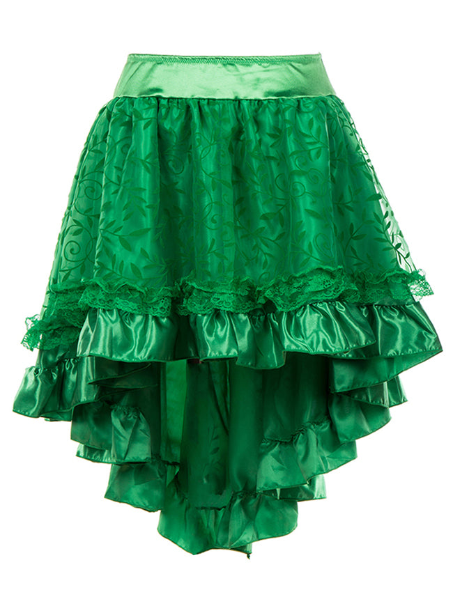 Velvet Floral Pattern Organza Satin Lace Hi-low Skirt Main View