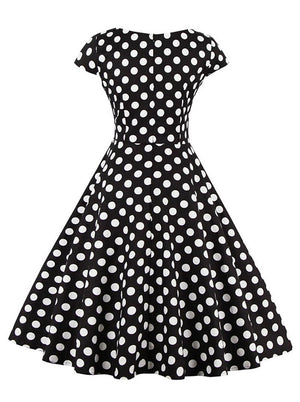 1950's Vintage Casual Polka Dot Cocktail Holiday Party Dress