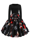 Long Sleeves Vintage Fit and Flare Holiday Party Christmas Swing Dress Main View