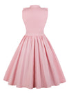 Pink Sweetheart Bridesmaid Sleeveless Patchwork A-Line Ruffle Dress for Women Detail View