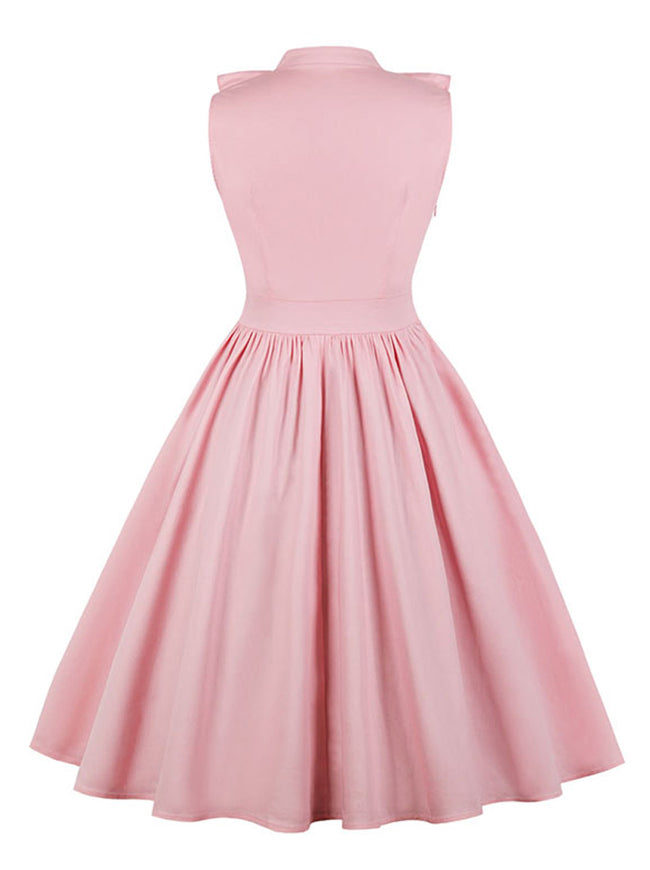 Pink Sweetheart Bridesmaid Sleeveless Patchwork A-Line Ruffle Dress for Women Detail View