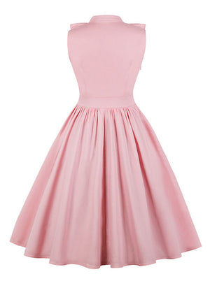 Pink Sweetheart Bridesmaid Sleeveless Patchwork A-Line Ruffle Dress for Women Detail View