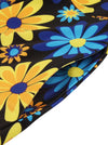 Vintage Half Sleeve A-Line Elegant Flower Printed Rockabilly Pinup Dress Detail View