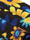 Elegant Cocktail Party Yellow and Blue Floral Print Fit Flare Round Neck Dress Detail View
