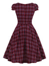 Vintage Inspired Cap Sleeve Fit And Flare Spring Summer Knee Length Dress for Women Back View