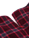 Red Kilt Plaid High Waist Tartan Ball Gown Christmas Cotton Pleated Midi Dress for Women Detail View