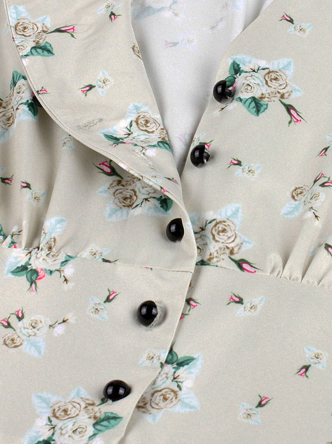 High Waist Tea Length Christmas Holiday Full Circle Swing Cocktail Party Dress Detail View