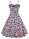 Black Casual Summer Slip Printed Cocktail Sundresses Above Knee Length Dress for Women Back View