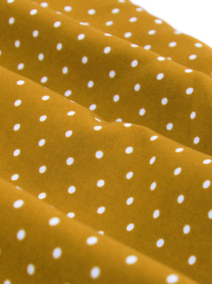 Yellow Slim Fit Wedding Vintage Retro Tea Button Up Classic Midi Dress Detail View