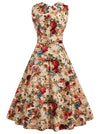 50's Vintage Floral Cut Out V-Neck Casual Party Cocktail Dress